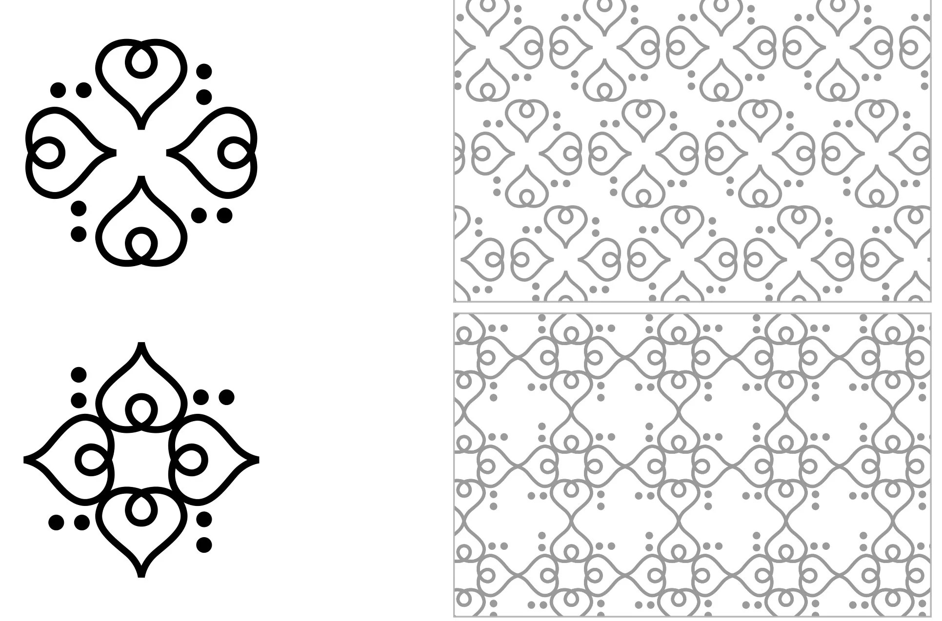 Composiciones del isotipo en roseta y patrones derivados