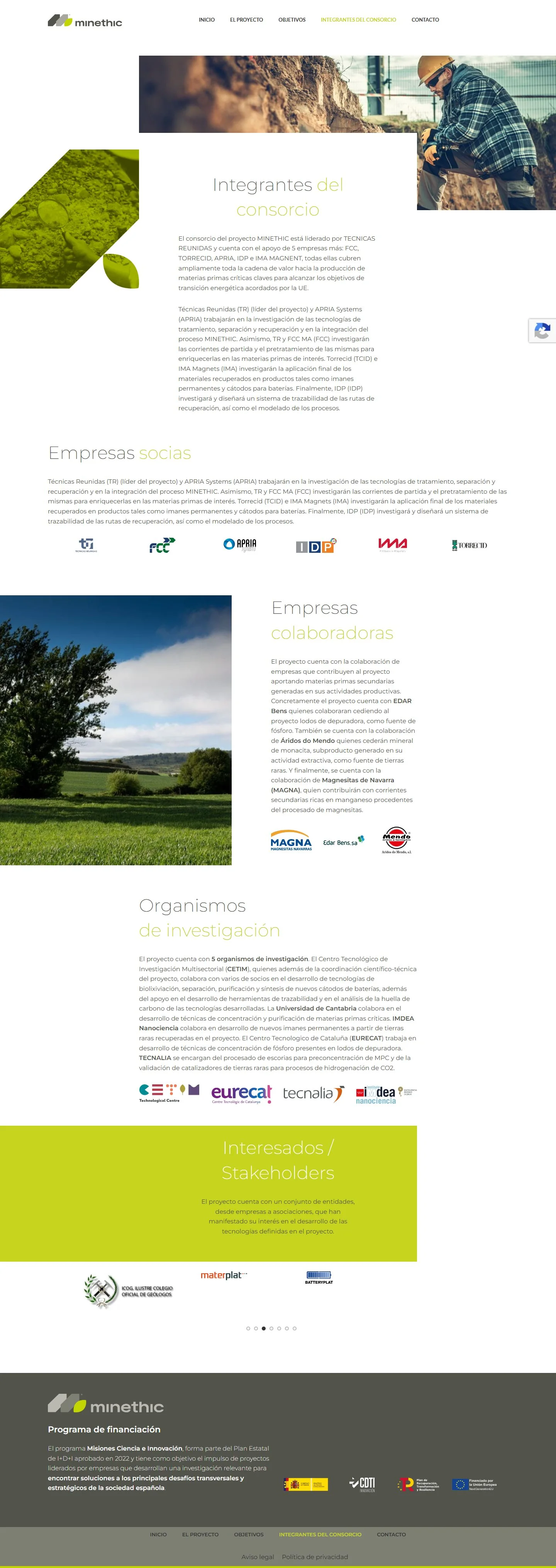Página Integrantes del consorcio, completa