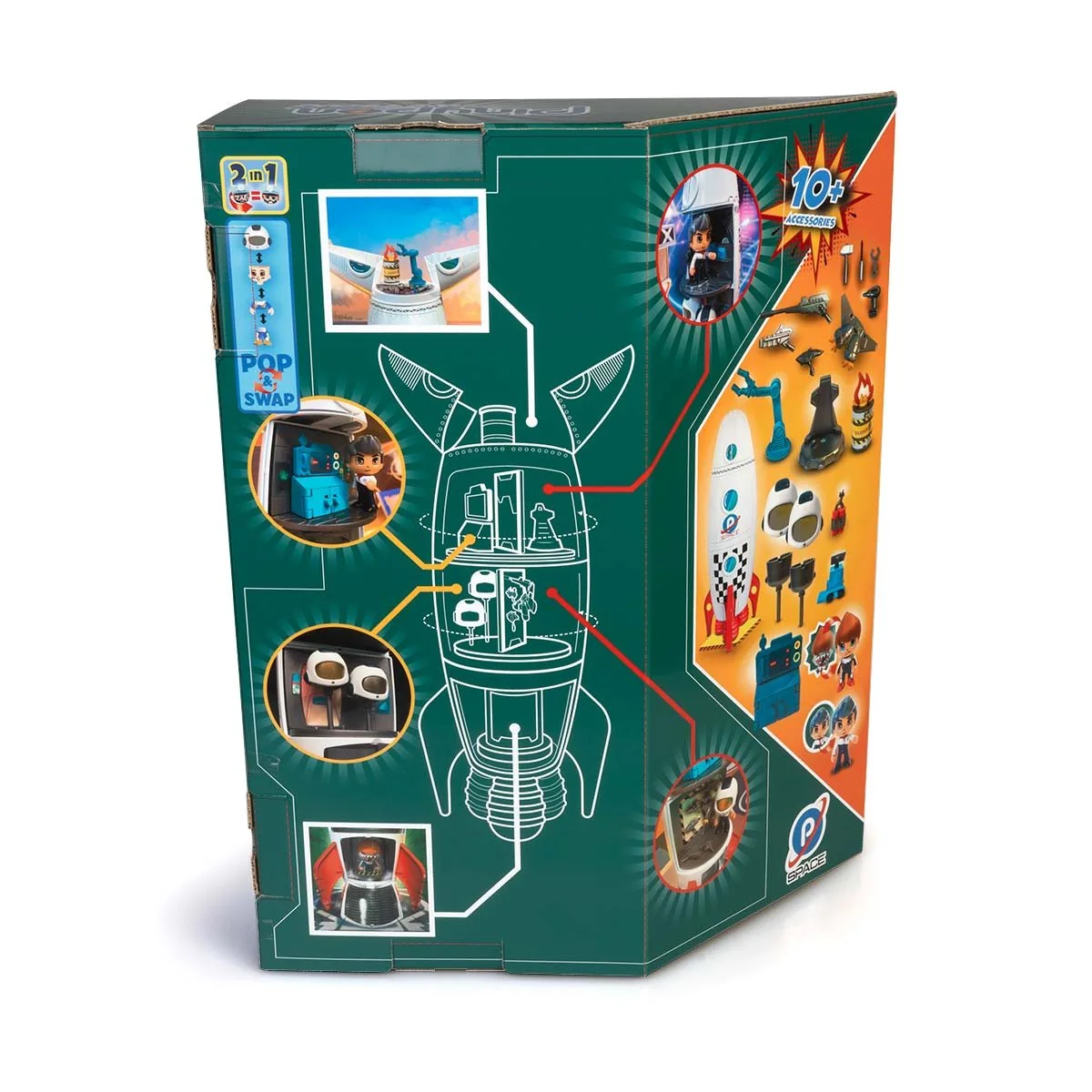 Pin & Pon Action — caja del Rocket, trasera con funcionalidades