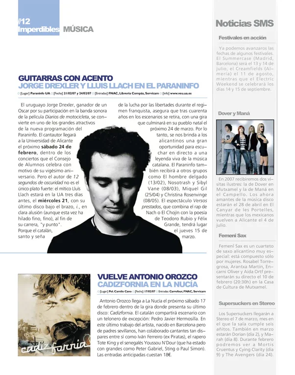 Imperdibles — página de música, febrero de 2007