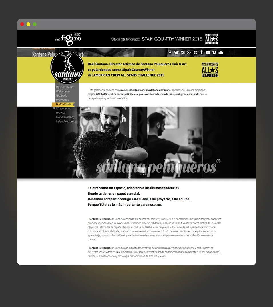 Santana Peluqueros — página de inicio