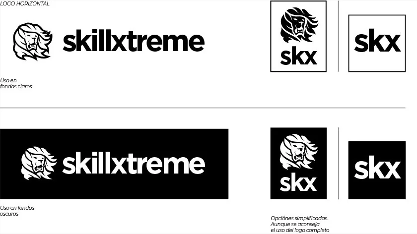 Skillxtreme — versiones del logotipo y símbolo skx