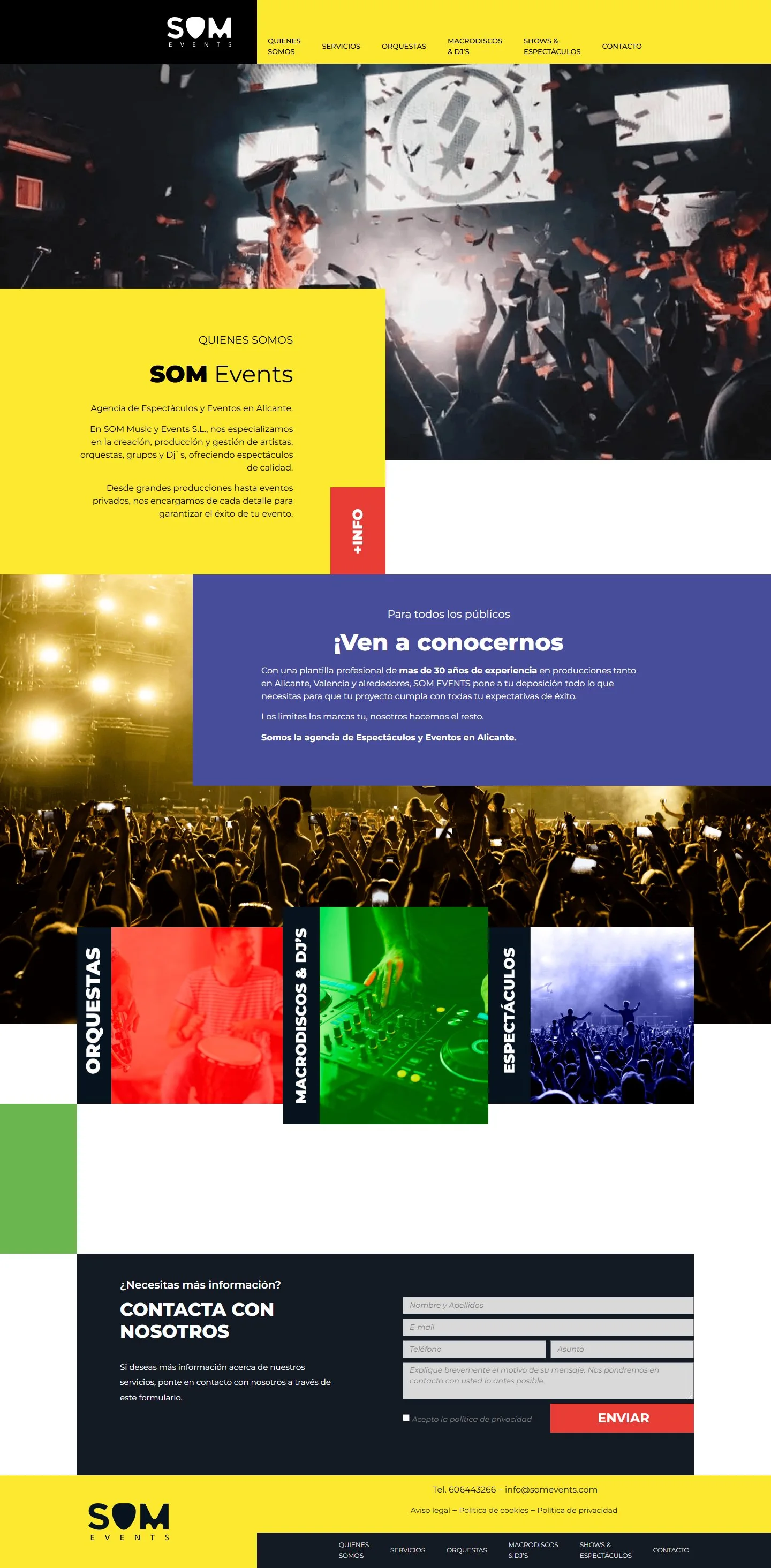 Home publicada de SOM Events, página completa