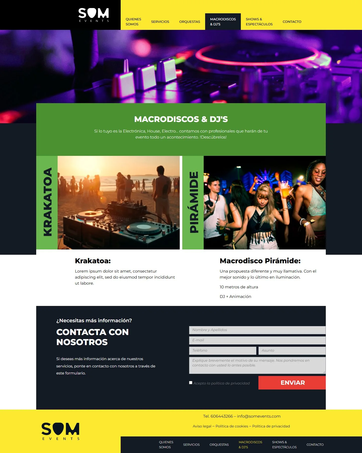 Página de Macrodiscos y DJ’s publicada, completa